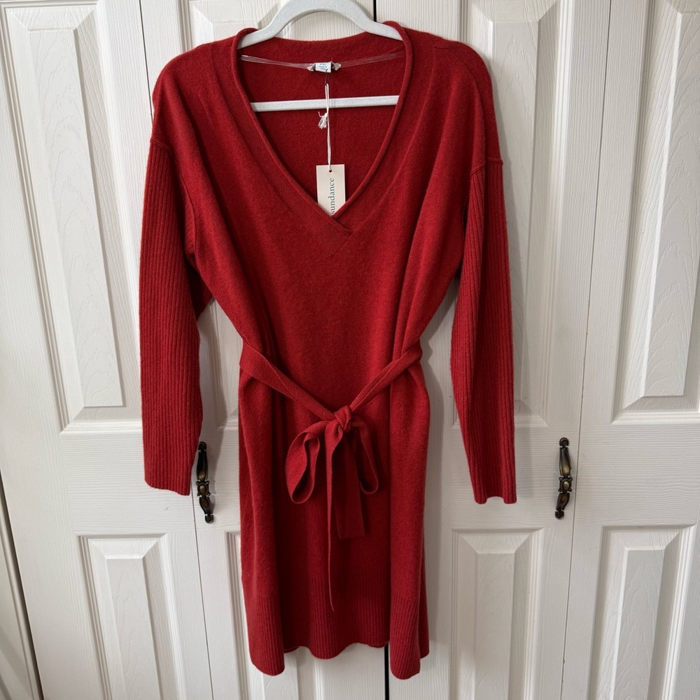 Sundance 100% Cashmere Tillie Sweater Dress Removable Tie Waist Womens Size PXL